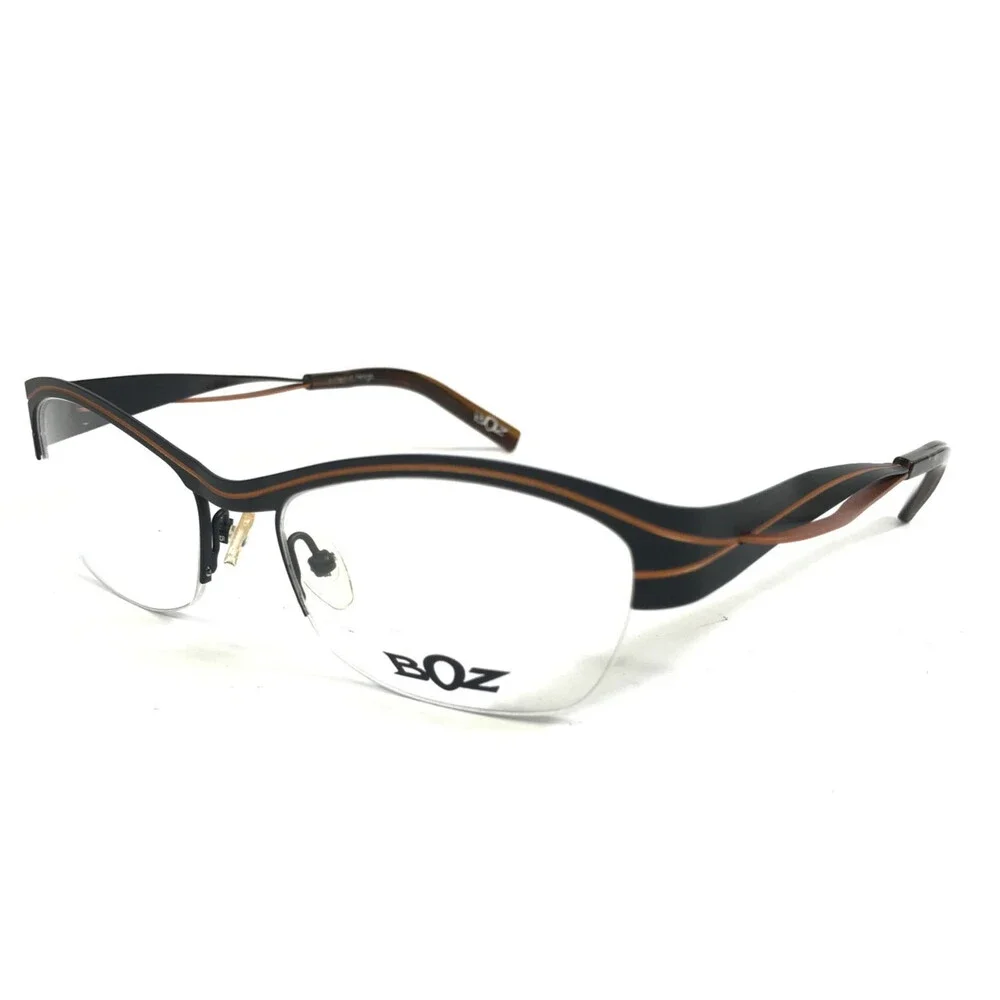 BOZ Eyeglasses Frames STAR 0060 Matte Black Copper Lines Half Rim 52.5-17-131